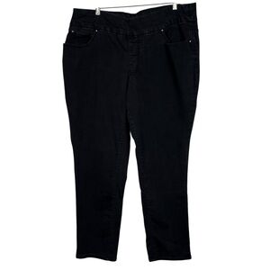 Faded Glory Black Denim Elastic Stretch Pull On Skinny Jeans Plus Size 22 Casual
